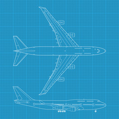 Detailed vector  of modern civil airplane