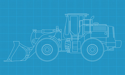 High detailed vector illustration of a bulldozer