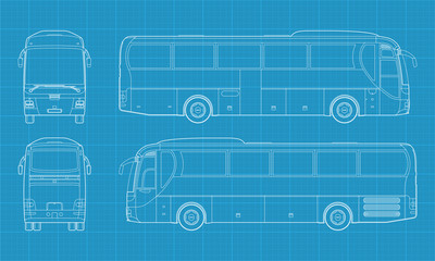 High detailed vector illustration of a passenger bus