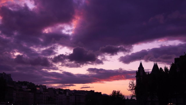sunset after Paris city
