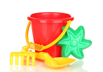 Children's beach toys isolated on white
