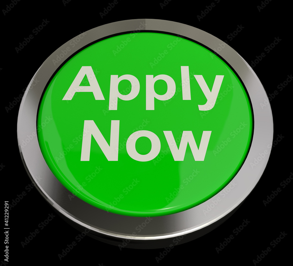 Poster apply now button in green for work application