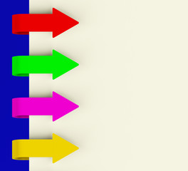 Four Multicolored Arrow Tabs Over Paper For Menu List Or Notes