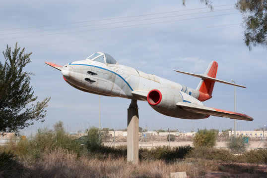 Gloster Meteor plane monument at Hatzerim, Israel