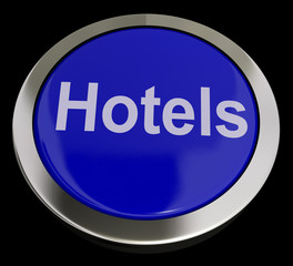 Blue Hotel Button For Travel And Room