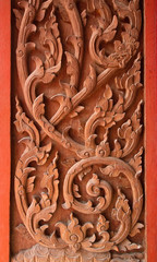 Wood carving in a thai temple