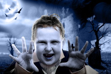 Mon fils à la fête d'halloween