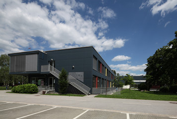exterior of a modern school