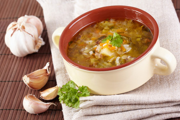 The Russian cuisine. Rassolnik soup