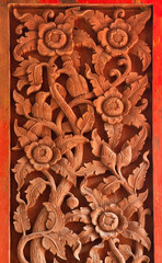Wood carving in a thai temple