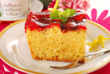 yogurt cake with fruit jelly