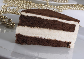 tiramis cake close-up romantic background