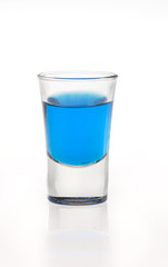 Close up of a blue shot isolated on background