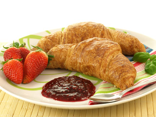 Croissants with jam, isolated