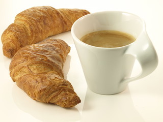 Croissant and coffe, isolated