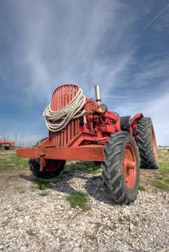 French antique tractor used for oyster farming