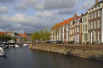 Naklejka premium dam canal cityscape, middelburg