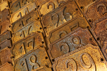 Plaque, numéro, rouille, objet, signe, brocante, série