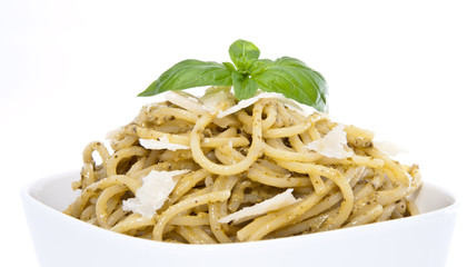 Spaghettis in a bowl - isolated on white