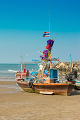 The fishing boats are on the beach