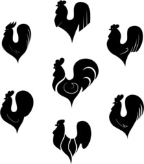 The black stylized cocks on a white background © matsiash