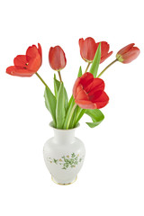 Red tulips in a vase