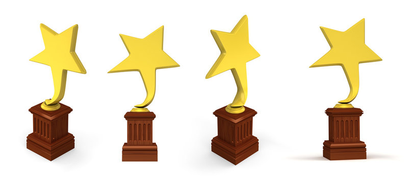 Golden star awards isolated on the white background