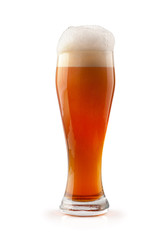 Glass of dark beer isolated on white
