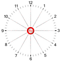 calendar for 2013 year in the form of clock three