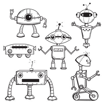 Robots collection, vector illustration