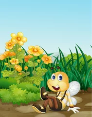 Türaufkleber Biene im Garten © GraphicsRF