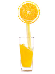 to fill, pour a glass of juice, orange