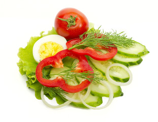 egg, tomato, cucumber and dill salad to