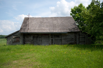 Old Lithuanian village house in summer