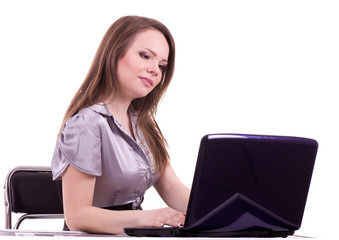 Young Businesswoman with notebook isolated