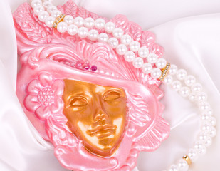 The beautiful mysterious venetian mask for Carnival