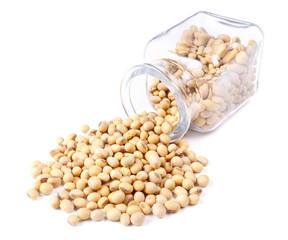 soy scattered on a white background
