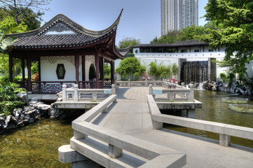Naklejka premium Chinese Garden, Kowloon Walled City Park.