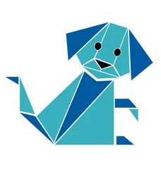 Abwaschbare Fototapete Geometrische Tiere Hund Origami-Stil Silhouette Vektor
