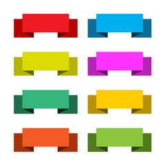 Colorful set of 8 banners, abstract vector illustration.