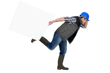 Builder running with blank poster