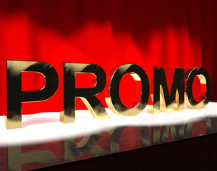 Promo Word On Stage Showing Sale Savings Or Discounts