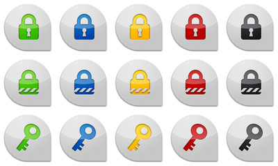 Schloss und Schlüssel glossy icons