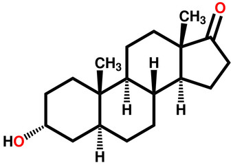 Androsterone, a male sex hormone. Structural formula
