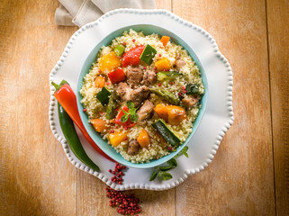 cous cous with meat  and vegetables