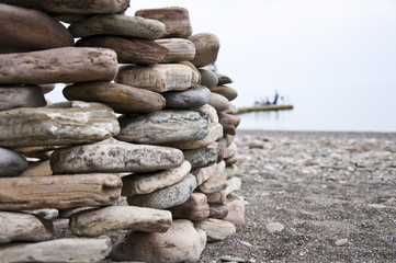 stone on sea shore closeup