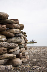 stone on sea shore closeup