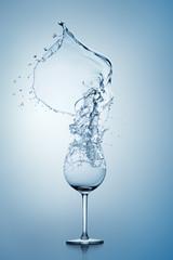 Water Splash in Wine Glass.
