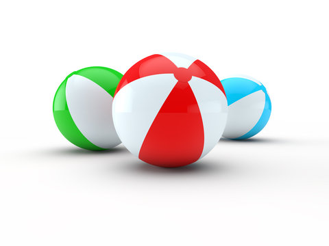 Beach ball isolated on white background 3d render