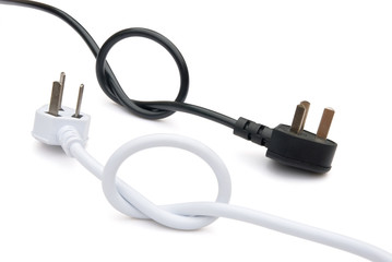 black and white cable with clipping-path